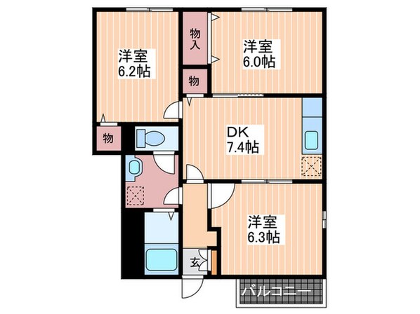 メープル焼山　Ｃの物件間取画像